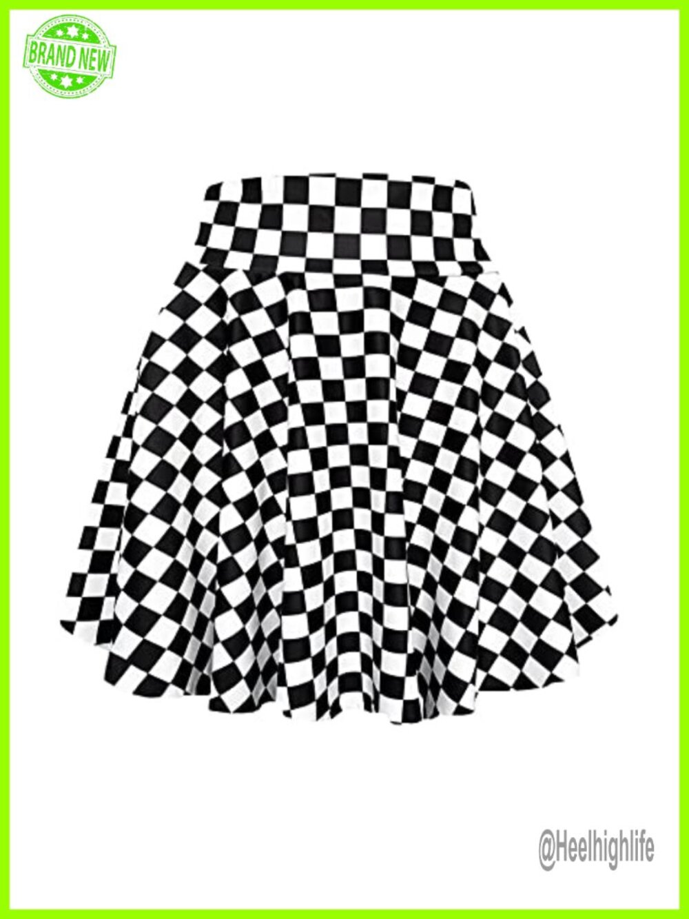 Women's Pleated High Waisted Mini Skater Skirt Stretchy A-Line